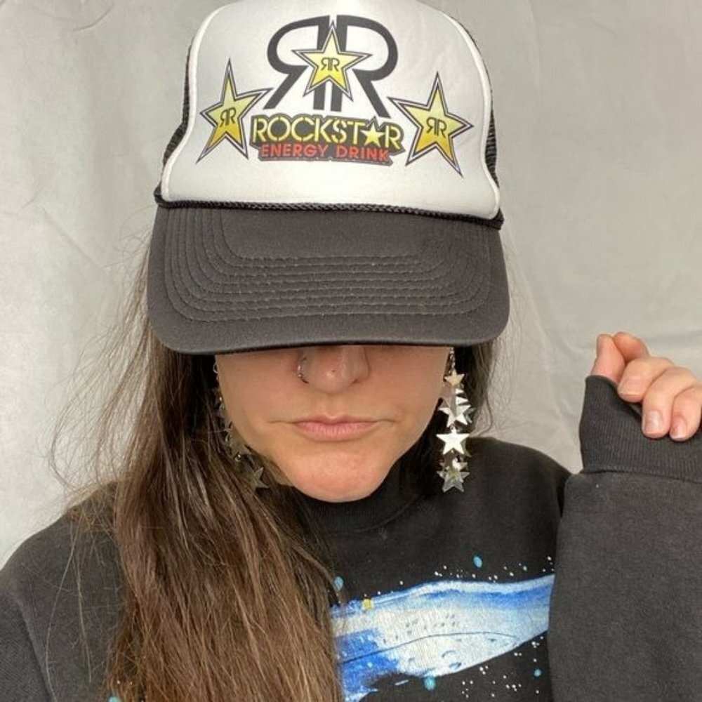 Nissun Cap Rockstar Energy Drink Merch Truckers Snap Back Rock Star Hat - Picture 1 of 9